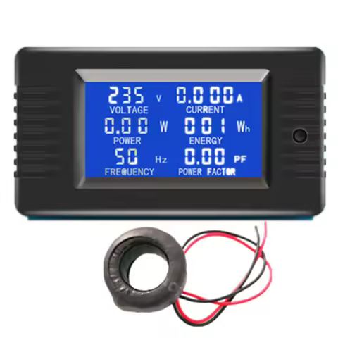 Peacefair 6in1 220V 100A AC Single Phase Digital Panel Amp Volt Current Meter Watt Kwh Power Factor 