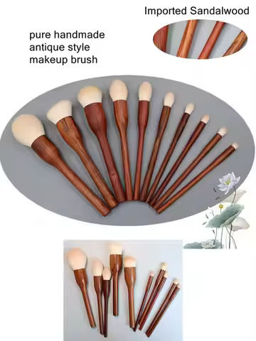 10PCS Sandalwood Makeup Brushes Set Powder Blush Foundation Blender Sculpting Eye Shadow Professiona