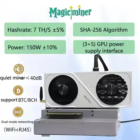 BTC Magic Miner BG02 Solo Miner 7TH/s 120/150W Home Lottery Miner Supports BTC/BCH etc.WiFi 150W Low