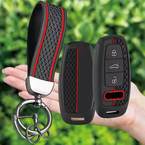 Keychain Silicone Car Smart Key Case Cover For Audi A3 8Y A4 A6 A7 A8 E-tron Q5 Q8 C8 D5 Auto Stylin