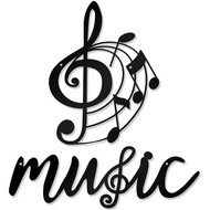 Metal Ornament Decorative Piece Wall Metal Decoration Iron Treble Clef and Staff Crafts Music2black 
