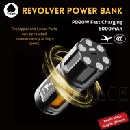 Trozk Revolver Cylinder Power Bank 5000mAh Fast Charging PD20W 3C Certified PowerBank