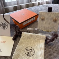 Hermes 98新閒置 Pop H Mini耳環 奶茶色玫瑰金