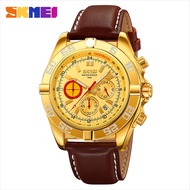 Jam Tangan Pria Analog Date SKMEI 9322 Chronograph Leather Strap Water Resist Original