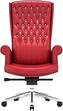 HDZWW Luxury Boss Chair, Ergonomic High Back Office Chairs, Reclining Cowhide Executive Seat, Adjustable Lifting Swivel Computer Chair (Color : Red)