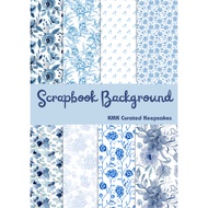 A6 Cardstock Blue Vintage Floral Scrapbook Background Paper Pack | Elegant Blue Floral | Aesthetic