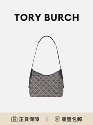 Tory Burch T Monogram 藍色織物經典提花斜挎包復古百搭[平行進口]