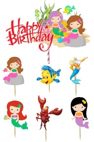 hiasan kue ultah topper cake 1set karakter MERMAID
