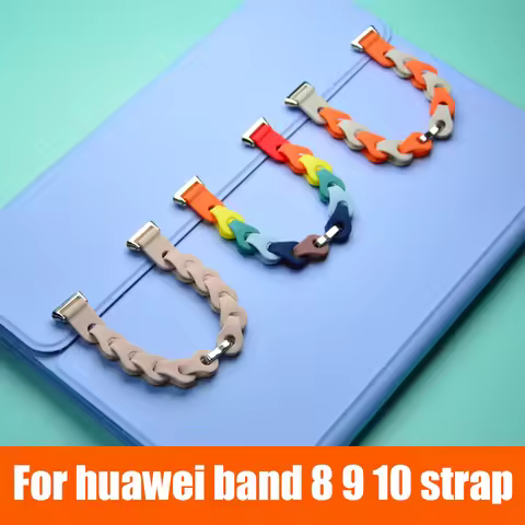 Silicone Strap For huawei band 8 9 10 Stainless Steel Buckle Chain Bracelet For huawei band8 9 10 La