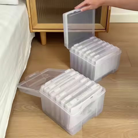 5x7Cun Transparent Plastic Photo Organizer Boxes Multi-function Classification Storage Boxes DIY Pho