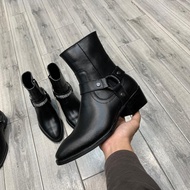 Giày Nam Giày Harness Boot Nam Kiểu Dáng Thời Trang Giày Da Nam Khóa Kéo Độn Đế Tăng Chiều Cao - Xưở