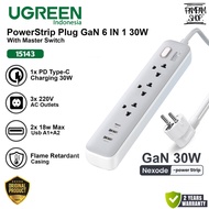 UGREEN 15143 Power Strip 6 IN 1 Socket + Adapter 30W USB A TYPE C Super Fast Charging Universal Plug