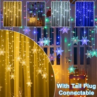 2023 Christmas Decoration Light Snowflake Light LED Fairy Curtain Light 8 Modes Diwali Deepavali Decoration With Plug