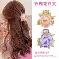 FL10.17 Super Fairy Sweet Beaded Painting Rose Half-Tie Hair Clip Shark Clip All-Match Hair Clip Hai