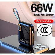 [3C CERTIFIED] 66W FAST CHARGING 10000 MAH LARGE CAPACITY MINI POWER BANK WITH CABLES PORTABLE CHARG