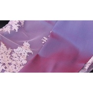 (Fabric Set) Plain Color Silk + Lace Size (4 Yards Of Background + 2.8 Of Lace) Purple-Red Code L10A