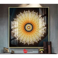 Painting of Bodhi leaves, mirror wood 40x40