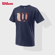 New Wilson Wilson mùa xuân nam 100% cotton in quần vợt thể thao cổ tròn áo phông ngắn tay mờ