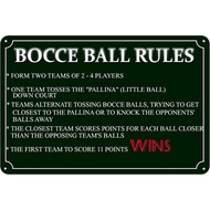Bocce Ball Rules Tin Sign for Outdoor,Scoring Rules Poster Wall Decor Vintage Metal Signs Bocce Ball