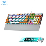 AULA F2058/F2088พังค์คีย์บอร์ดเล่นเกมเชิงกลมี22 Backlit 108 Keycaps ชุบโลหะบานหน้าต่างโลหะที่ถอดออกไ