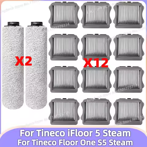 Fit For ( Tineco Floor One S5 Steam / Tineco iFloor 5 Steam ) Vacuum Parts Main Roller Brush HEPA Fi