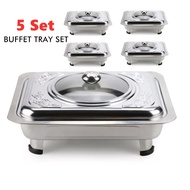 5 Set 35x27  Stainless Steel Buffet Set Catering Serving Tray Food Pan Bekas Lauk Katering