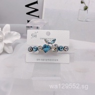 Momo Youyue New 6cm Cherry Heart Crystal Spring Clip Half-Up Hair Back of Head Simple Hair Clip 2UW1