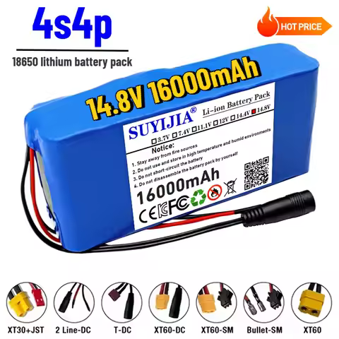 4S4P 14.8V 16Ah 18650 lithium battery pack Built-in 10A BMS For night fishing lights speakers radios
