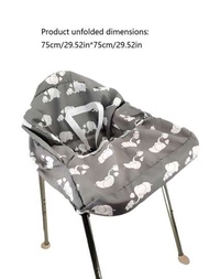 1入灰色大象簡單便攜式超市購物車坐墊，適用於嬰幼兒和兒童高腳椅套