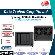 (SG LOCAL STOCK) Synology DS925+ 4-Bay DiskStation Tower NAS Enclosure Storage System - AMD Ryzen R1