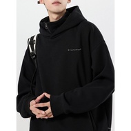 Hooded Sweatshirt Men Street Wear Autumn Winter Niche Half Zipper High Neck Design Loose Fashion Pri
