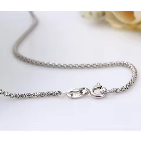 1.2mm Thin 35cm-90cm Real 925 Sterling Silver Popcorn Chain Necklace Women Jewelry Girls Collier Kol