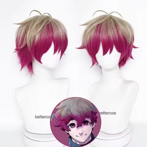 Alexis Ness Cosplay Wig BLUE LOCK Short Linen Rose Red Wig Cosplay Anime Cosplay Wigs Heat Resistant