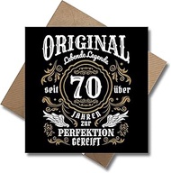 WBdesignz Old School Birthday Card with Envelope - 70th Birthday Gift Card Happy Birthday - 70th Car