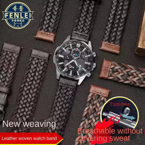 20 22mm Quick Release For Fossil Bulgari Huawei Armani Smart Braided Leather Watch Strap Men Women U