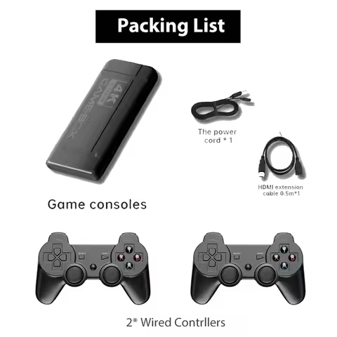 K9 4K Video Retro Game Stick HD Gamebox with 2.4G Wireless/wired Joystick Controller Built-in 64G 15
