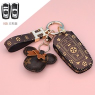 Genuine Leather Car Key Case Cover Auto Keyless Smart Remote Keychain Ring Holder Fob Shell Bag Pouc