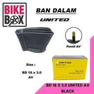 UNITED BICYCLE INNER TYRE 16 x 3.0 UNITED AV BLACK