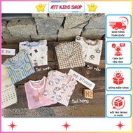 Set of 2 short sleeve pajamas, standard form, soft fabric in pink brown and blue tones for children 