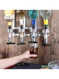 1個壁掛式4瓶酒精分配器,酒吧貝勒托架適用於酒精、威士忌、葡萄酒飲料4-6槍分銷架
