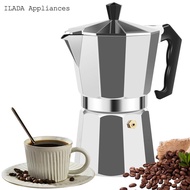เครื่องชงกาแฟหม้อโมก้าโลหะเครื่องทำกาแฟเตาเครื่องทำกาแฟแบบใช้ซ้ำได้300มล./450มล. เครื่องชงกาแฟหม้อโมก้าโลหะเครื่องชงเอสเพรสโซ่แบบพกพาพร้อมด้ามจับป้องกันการลื่นไถลสำหรับกาแฟลาเต้