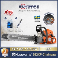 [NEW MODEL &amp; FREE SHIPPING] HUSQVARNA 592XP AutoTune Chainsaw 28" Guide Bar &amp; Chain (X-Torq® Made in Sweden)