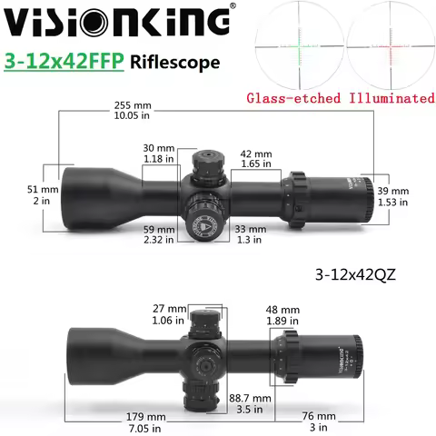 Visionking Wide Field of View 3-12x42 FFP Riflescope Illuminated Mil-Dot Hunting Target Shotting Fir