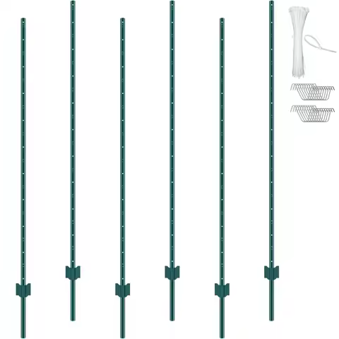 SucceBuy Fence Post T-Post Heavy Duty Metal Fence Post Sturdy Steel Fence Stakes for Garden Yard Law