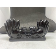 D1366 Natural Ore/Obsidian/Carving A Pair Of Nine-Tailed Fox/Ornaments Weight: 159g Size: Height 61 