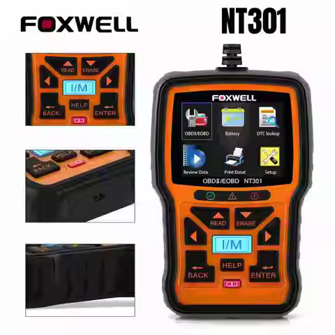 OBD2 Scanner Live Data Professional Mechanic OBDII Diagnostic Code Reader Tool FOXWELL NT301 for Che