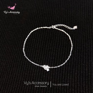 Silver anklet with personalized silver heart mixed with simple cz stones Vy's Accessory LC101