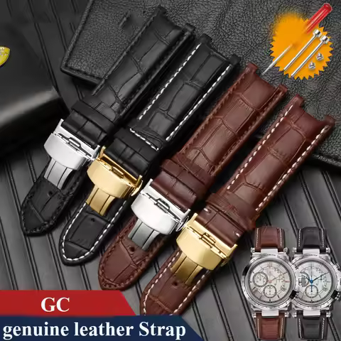 Cow Leather Watch band For Gucci GC Guess Wristband 22×13mm 20×11mm Men Cowhide Notched Watch strap 