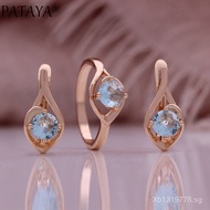 Zircon Set New Jewelry Red Gold Earrings PATAYA585Rose Gold Ring Russia ONYL