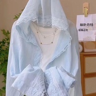[Echo Chic] Lace Stitching Hooded Sunscreen Shirt Women Summer New Style Lightweight Breathable Fash